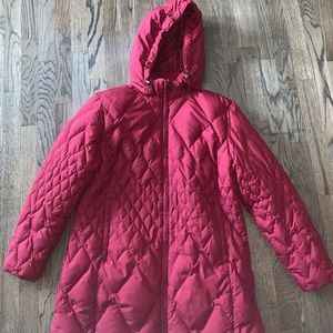 Women Eddie Bauer Red Goose Down Quilted Parka